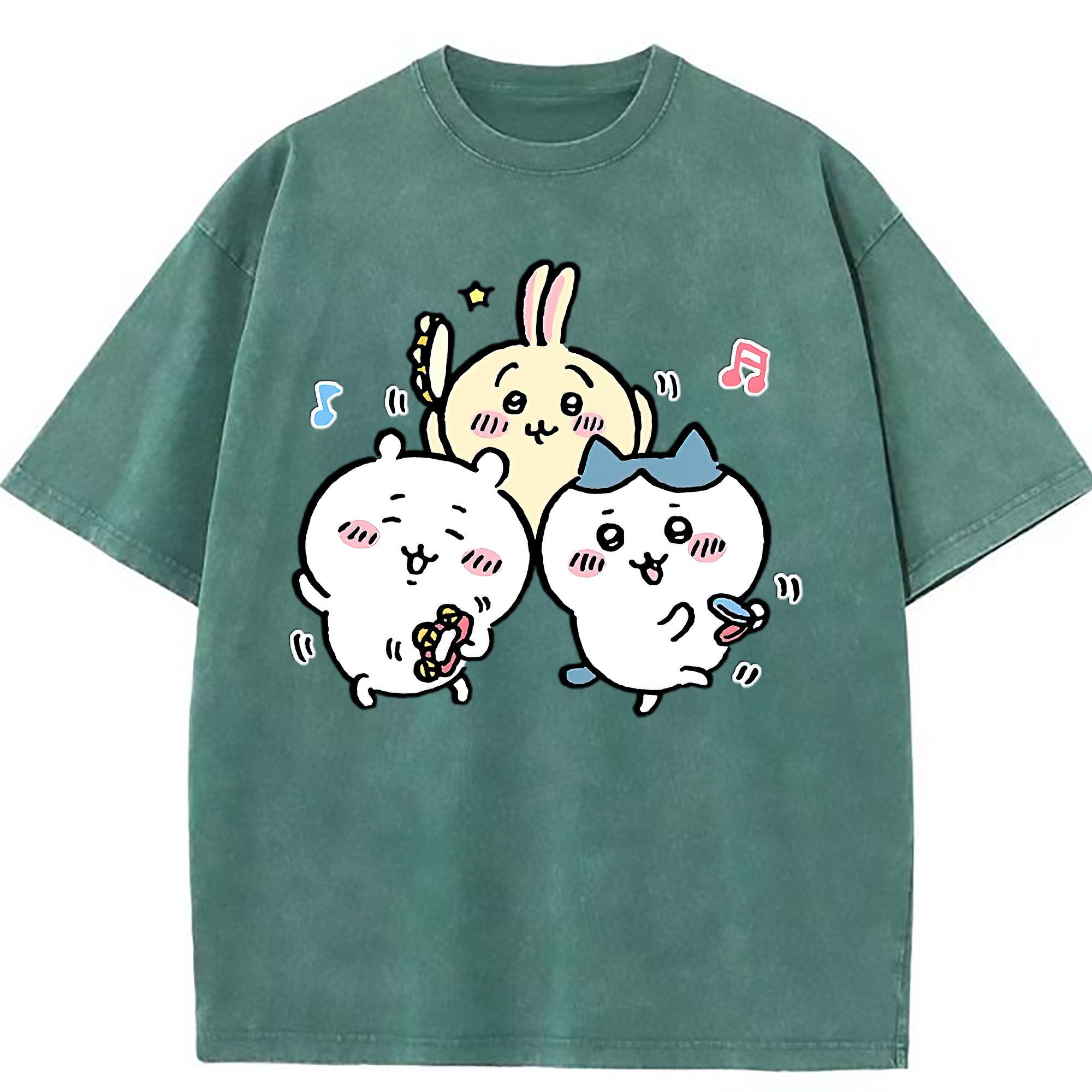 （画像用） ちいかわ ハチワレ Chii-kawa hachiware 綿100% ヴィンテージ風 半袖Tシャツ（フロントプリント）